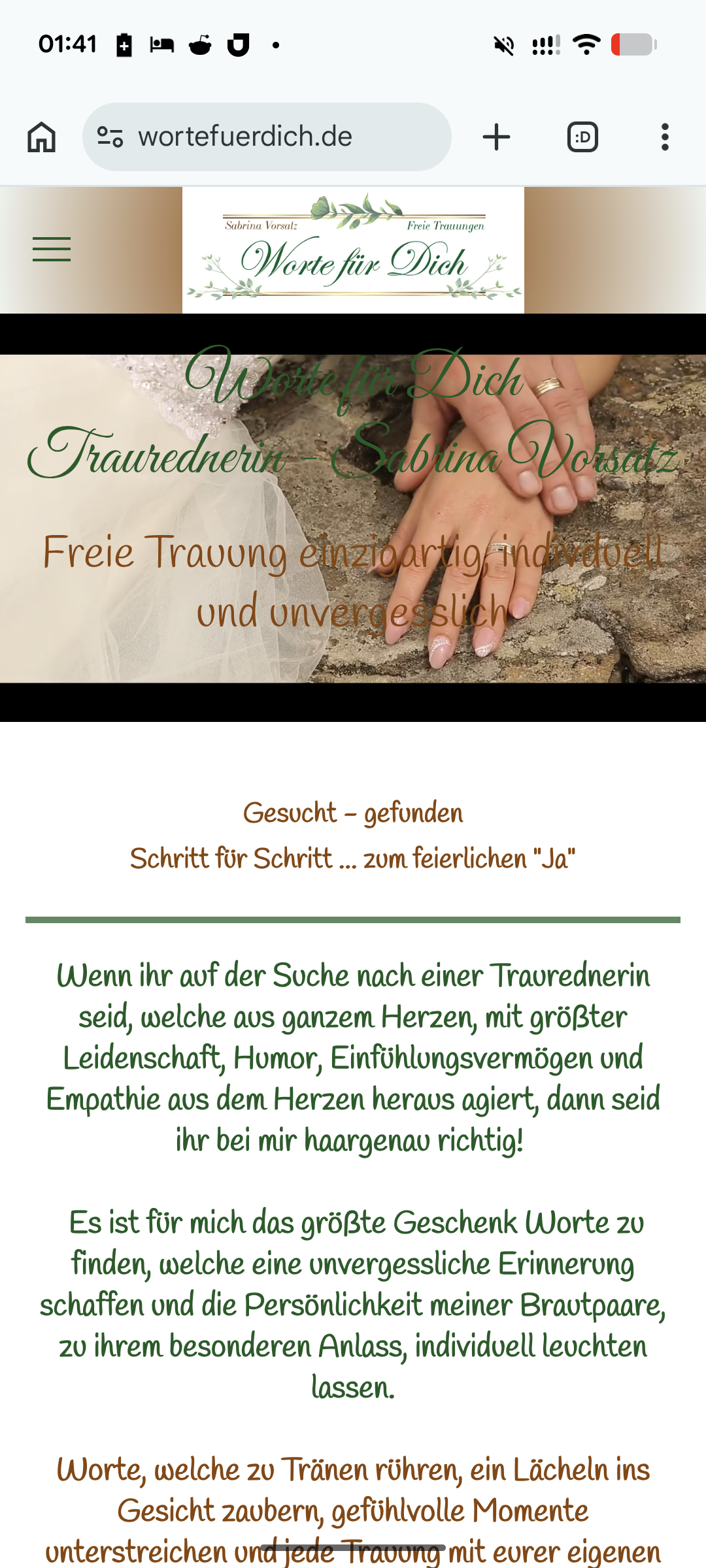 Worte für Dich – Mobile Ansicht